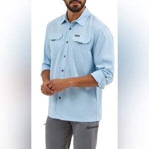 Men’s Wrangler Outdoor Sky Blue Button-Up Shirt